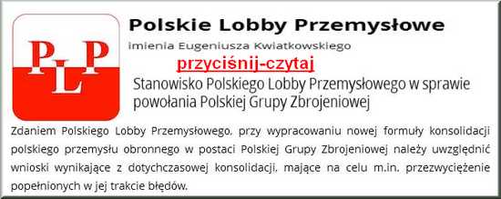Stanowisko Polskiego Lobby Przemyslowego w sprawie powolania Polskiej Grupy Zbrojeniowej